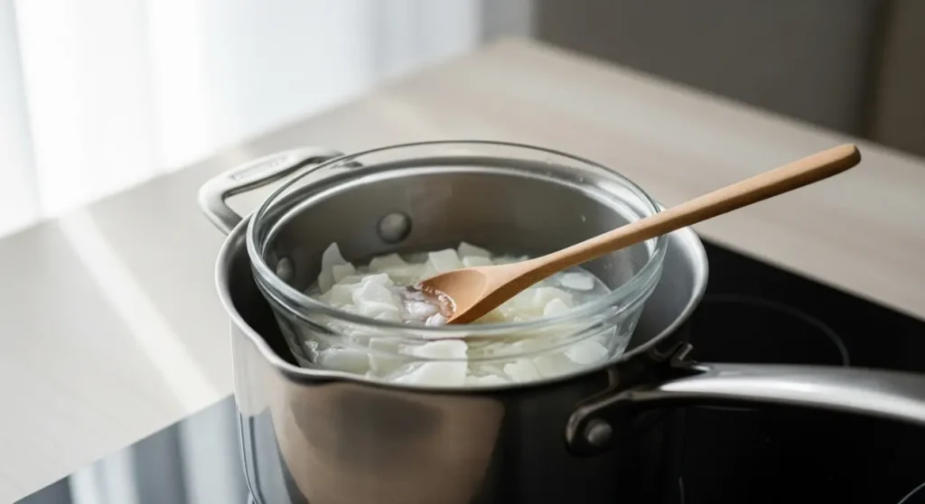 Fonte du savon au bain-marie