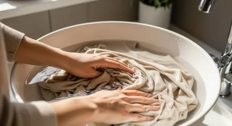 Lavage d'un pull en cachemire à la main