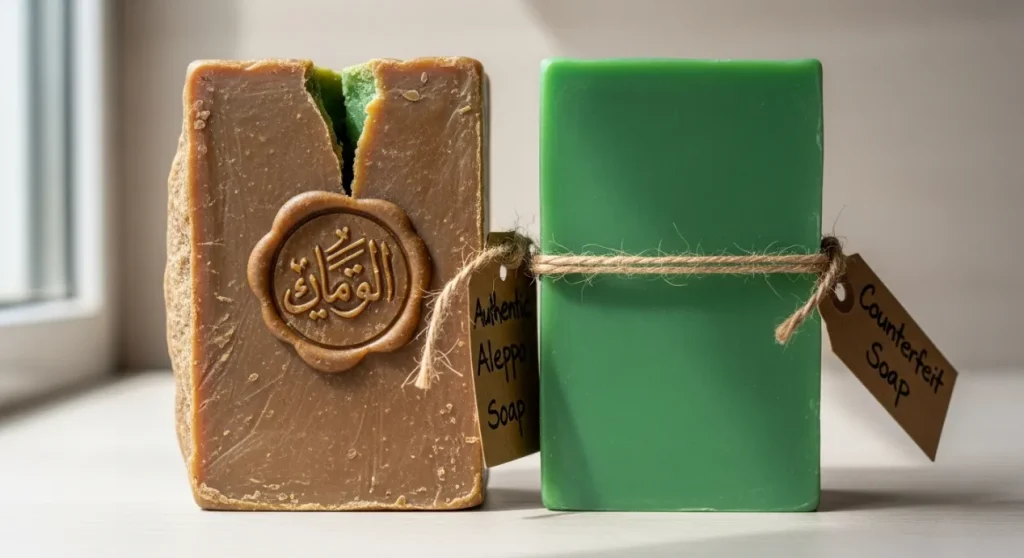 Savon d'Alep authentique vs contrefaçon