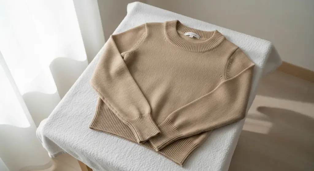 Faire sécher son pull en cachemire à plat sur une serviette
