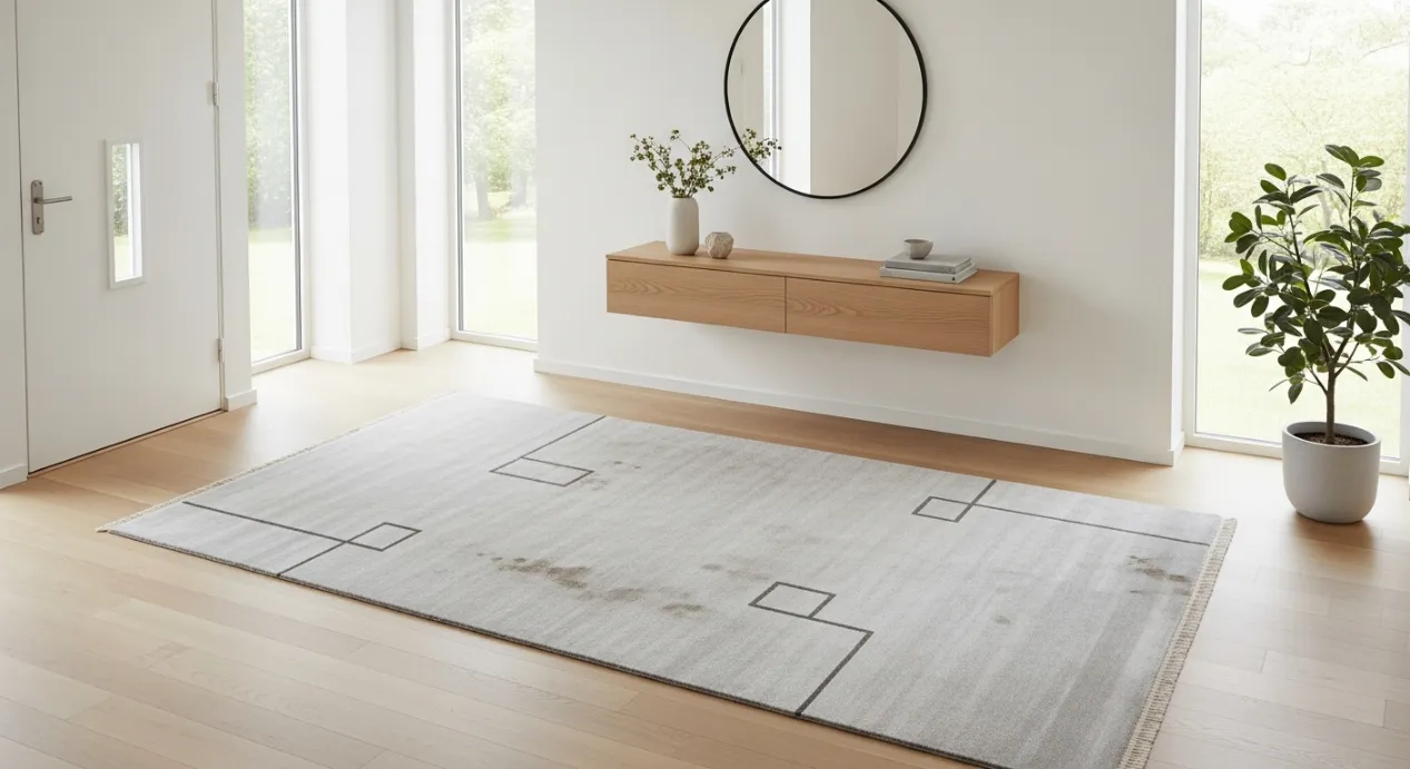 Tapis en laine taché