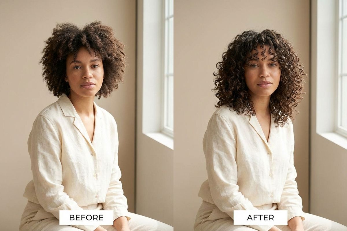 Avant après utilisation d'un après shampoing