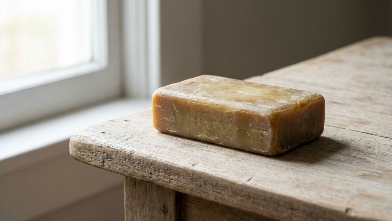 Savon fiel de bœuf posé sur une table