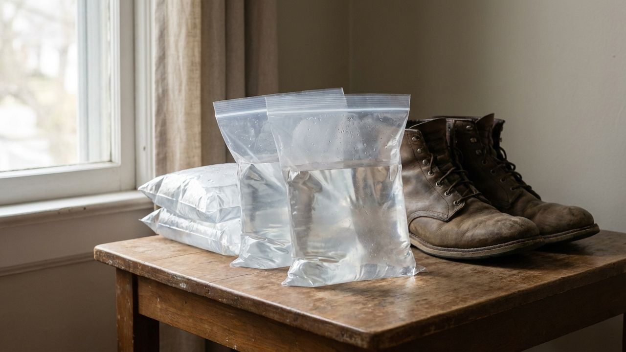 Détendez vos chaussures en cuir avec la méthode du congélateur avec des sacs d'eau