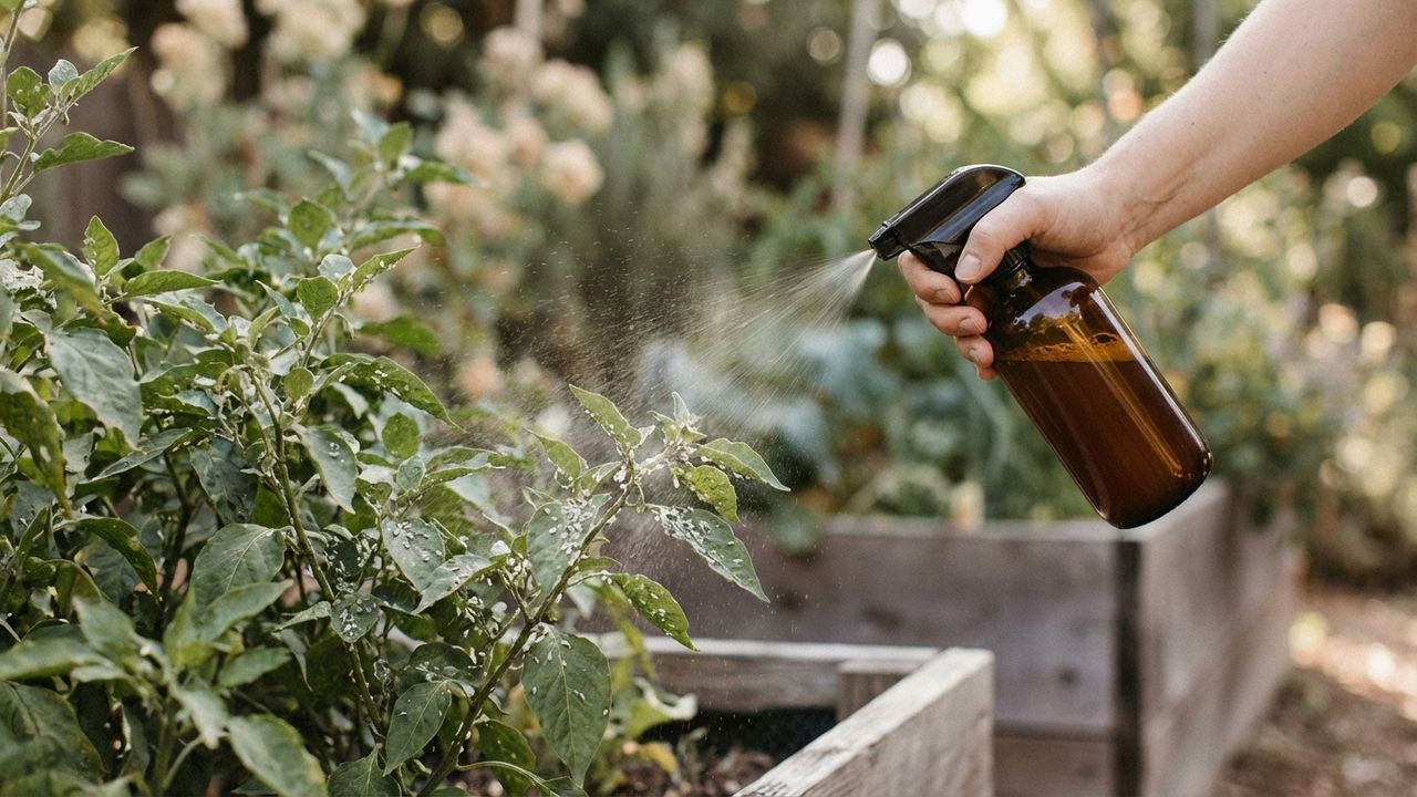 Vaporiser du savon noir sur des plantes