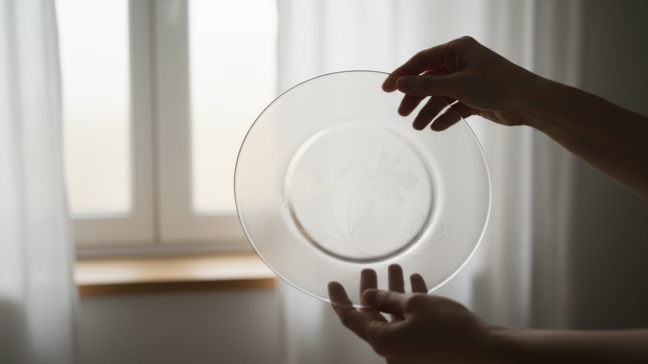 Assiette en porcelaine translucide face à la lumière