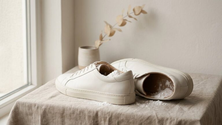 Chaussures de sport désodorisées avec du bicarbonate de soude