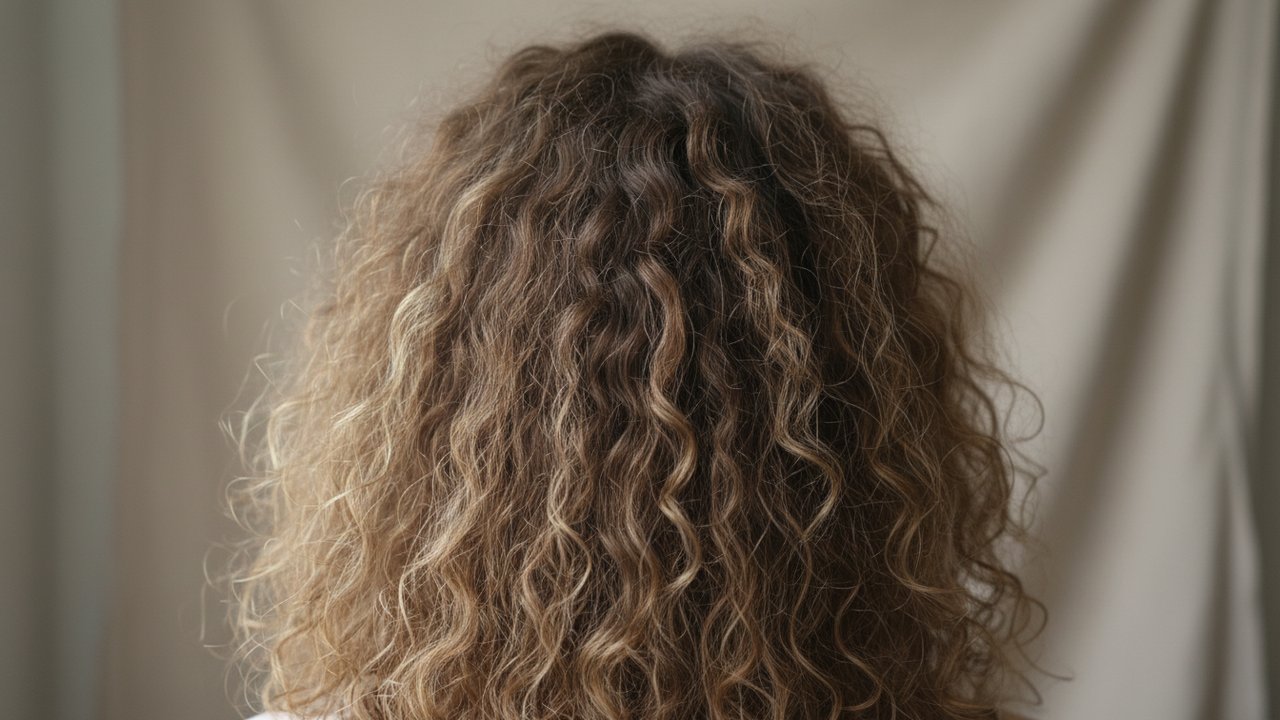 Détail de cheveux bouclés endommagés perdant leur ressort naturel