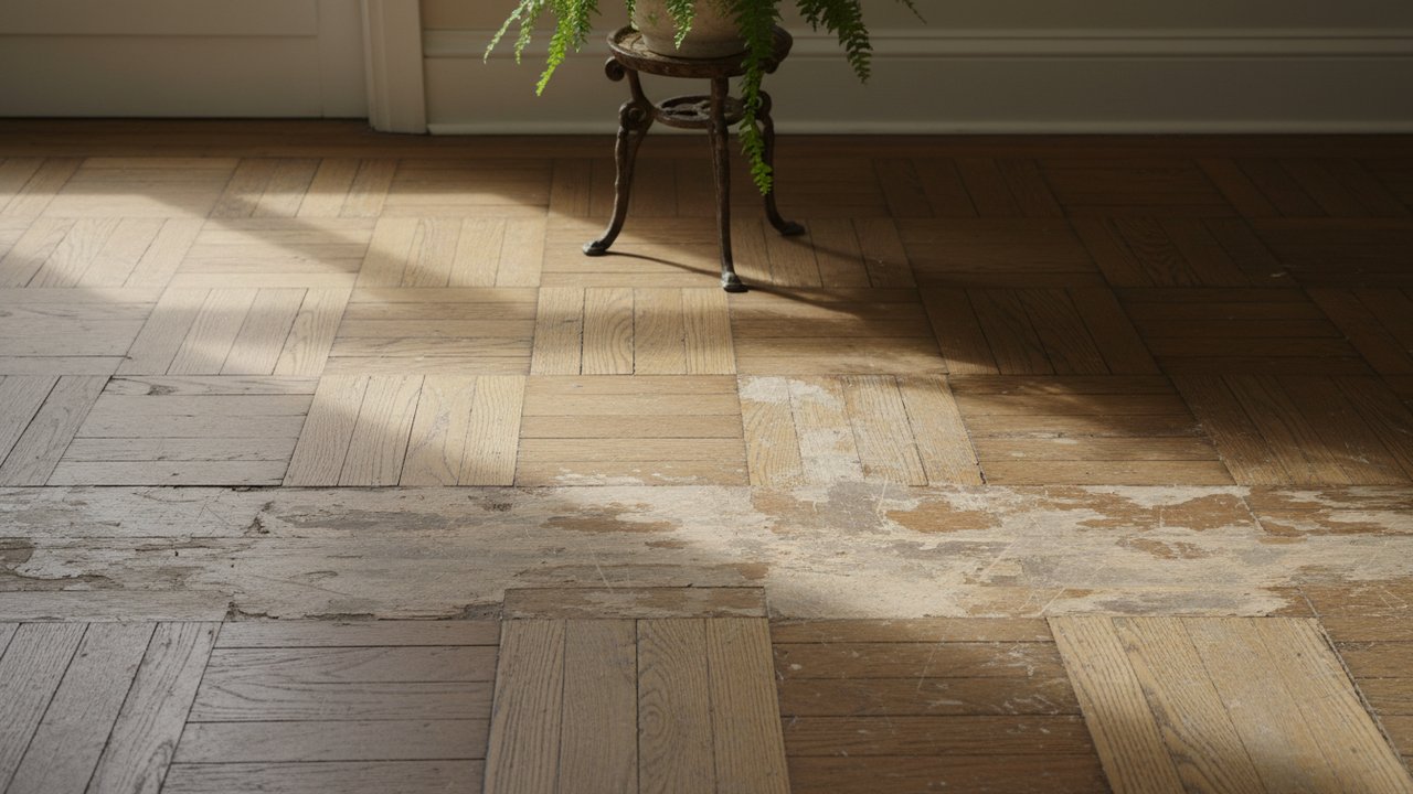 Parquet huilé présentant des zones d'usure localisées