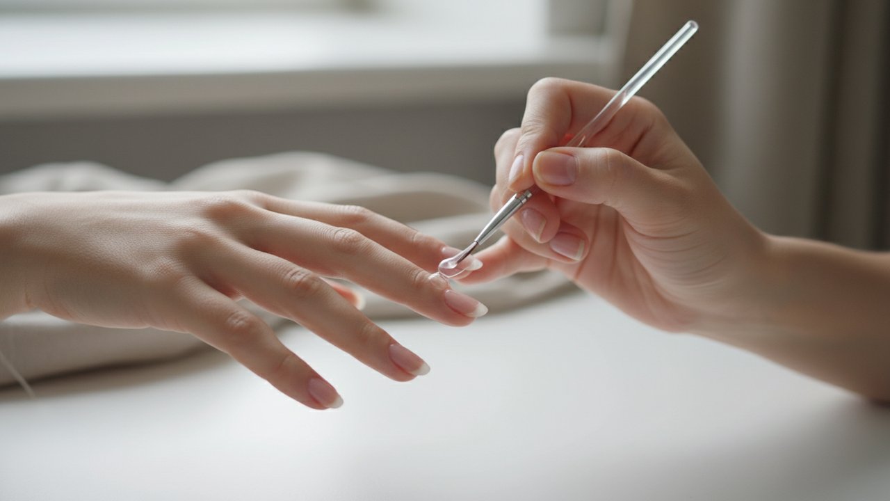Pose d'ongles en gel avec capsules et application de vernis