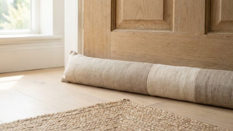 Boudin de porte en tissu fixé au bas d'une porte