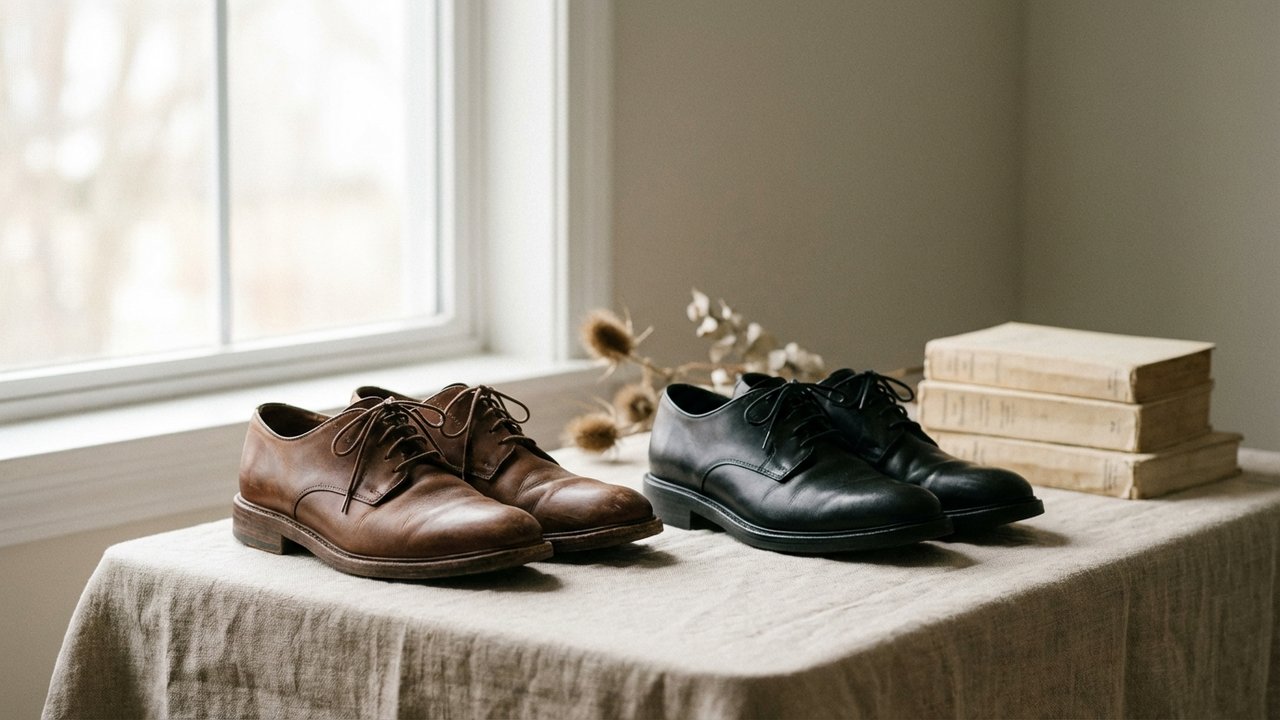 Sélection de derbies en cuir lisse noir et marron cognac