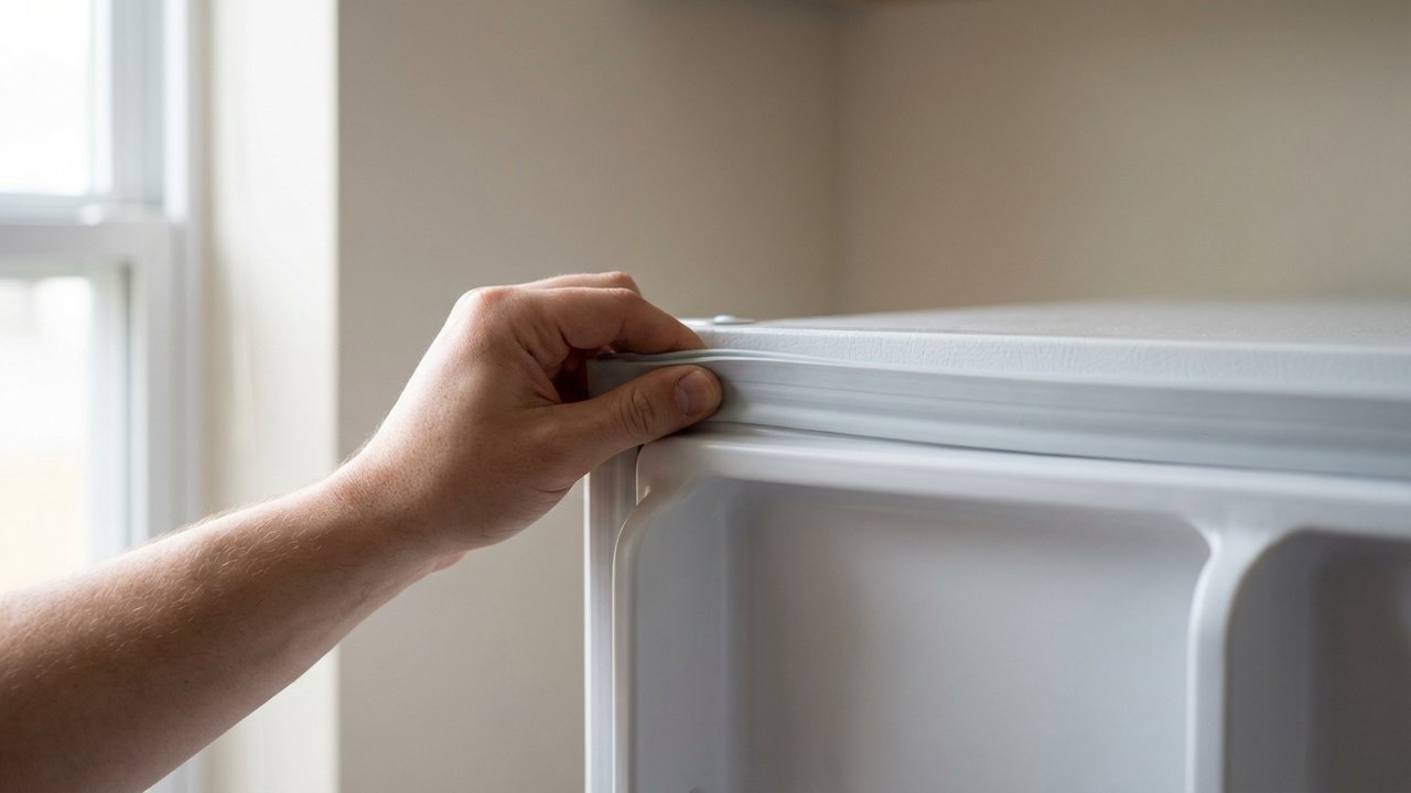 Installation d'un nouveau joint de frigo dans la rainure