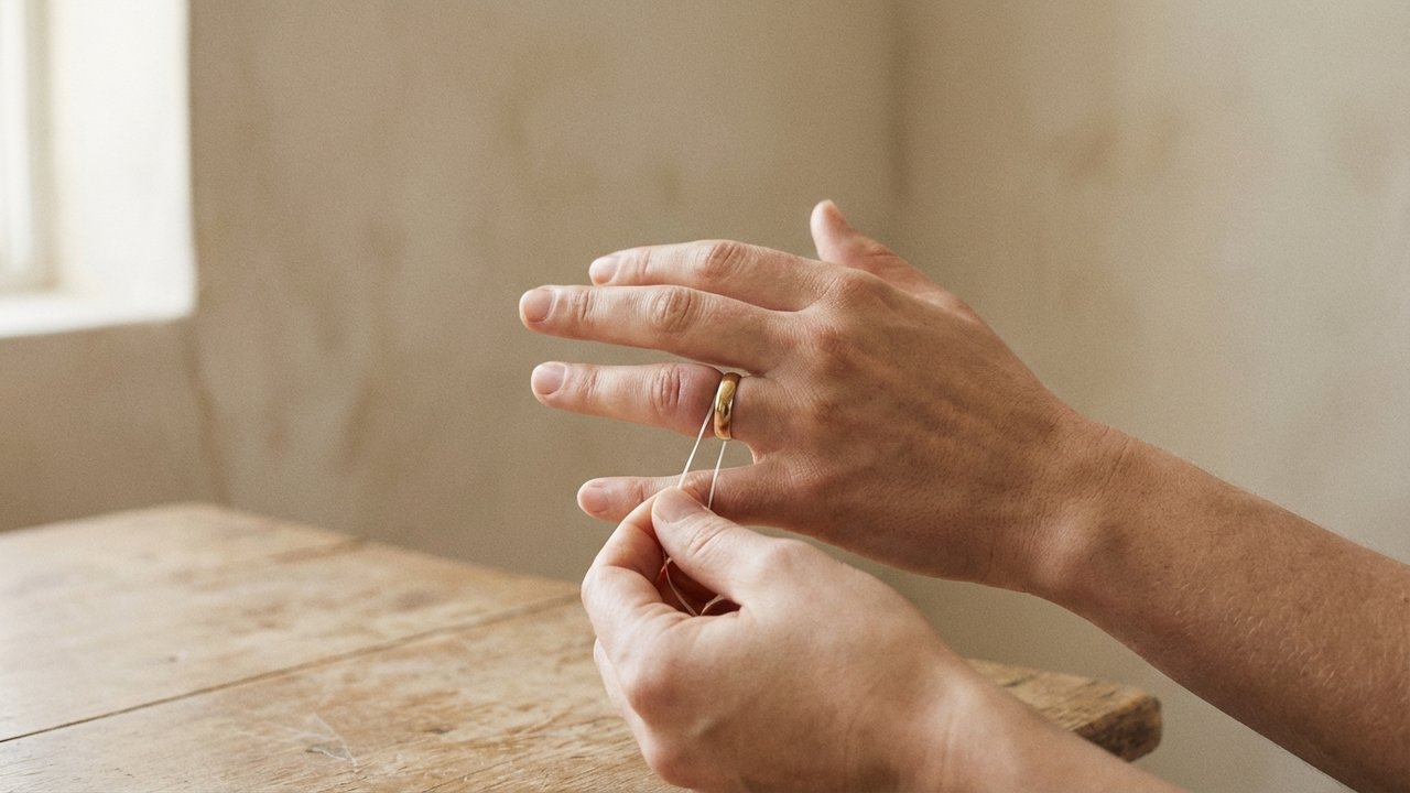 Retrait d'une bague coincée avec la méthode du fil dentaire