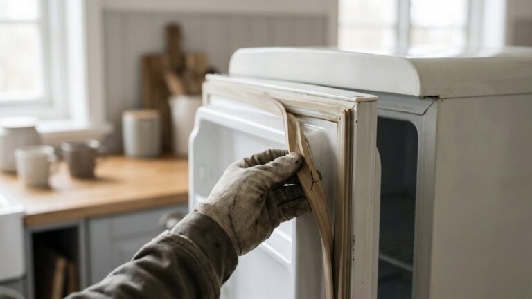 Retrait d'un joint de frigo usé de sa rainure