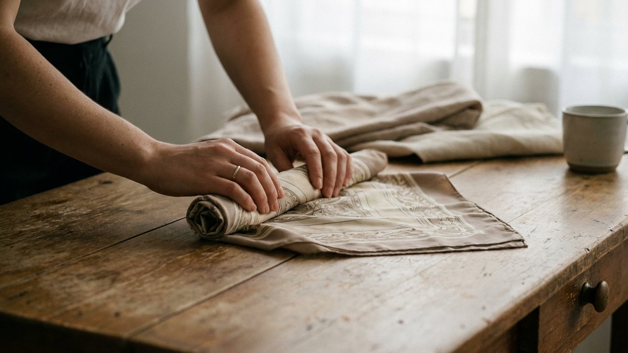 Technique de roulage vertical d'un foulard carré