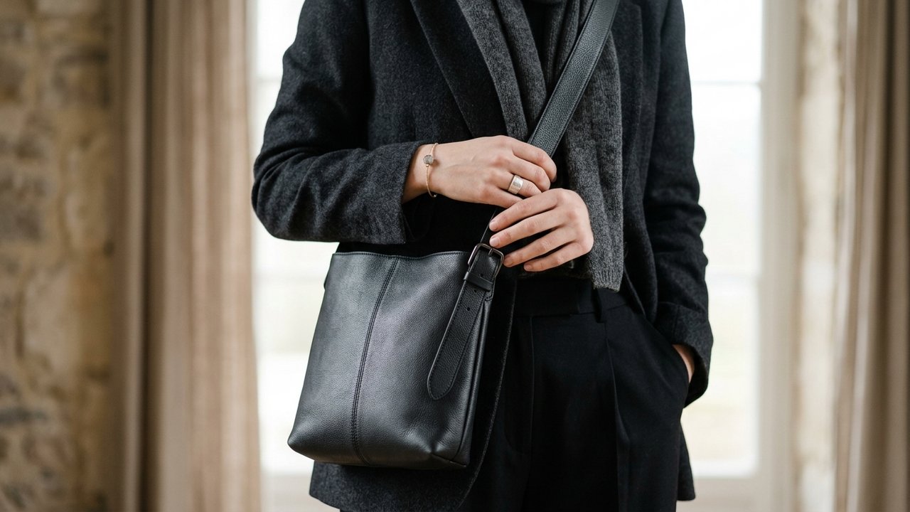 Détails d'accessoires et textures dans un look monochrome coordonné