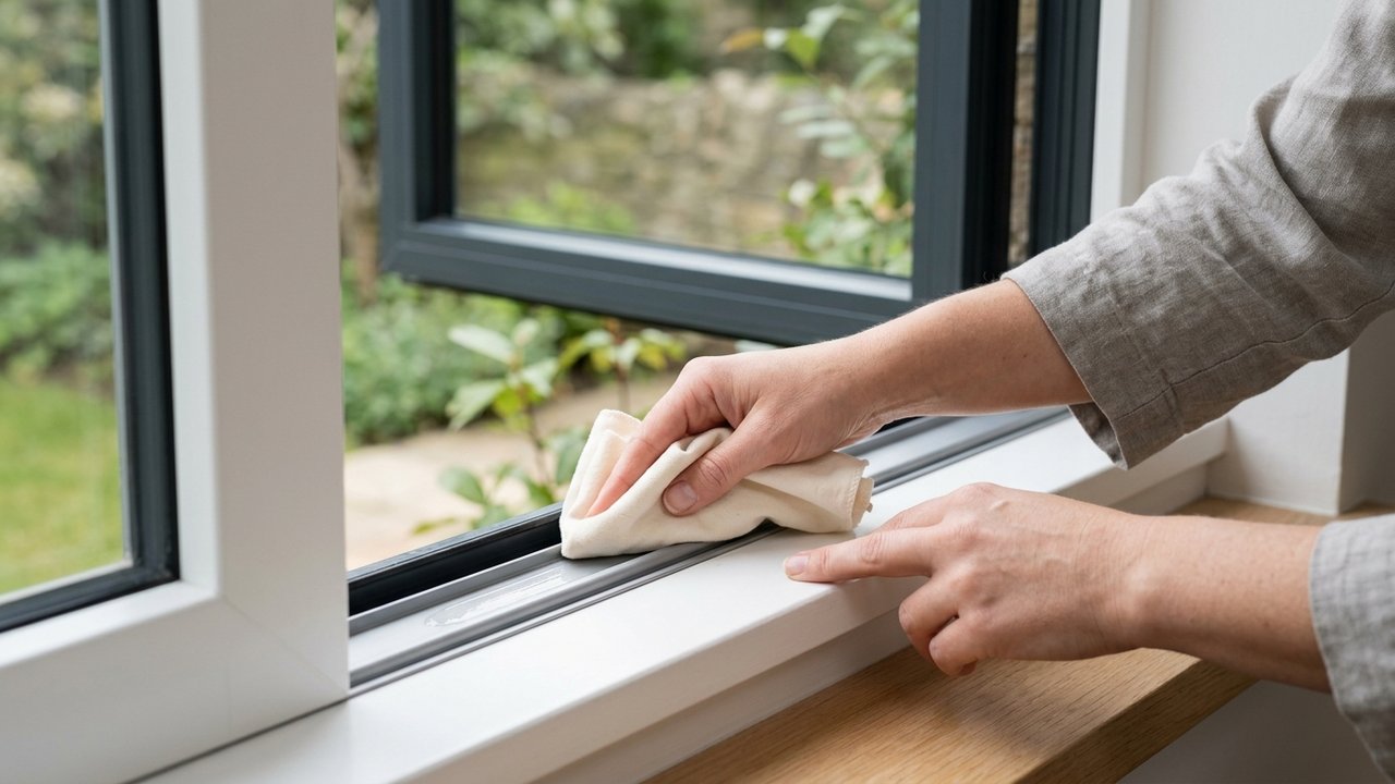 Lubrification des rails d'une fenêtre coulissante avec lubrifiant silicone