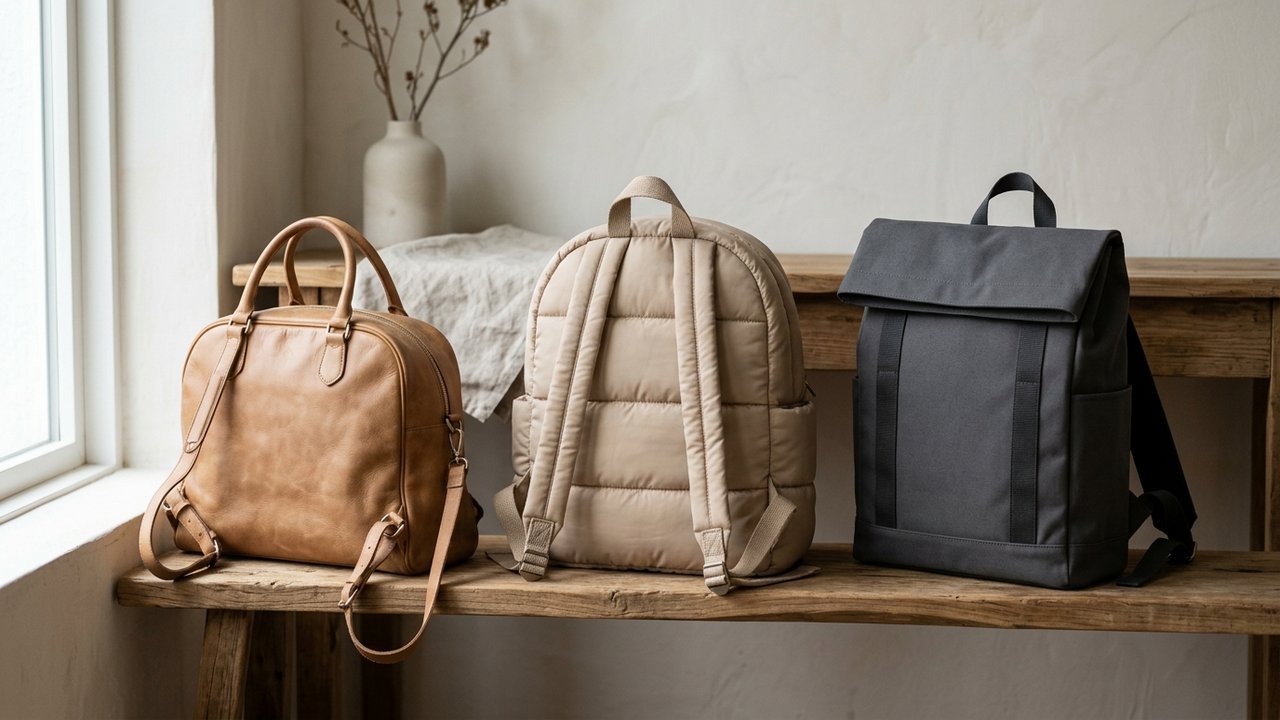 Différents styles de sacs à dos tendance : bowling, matelassé et boîte structurée
