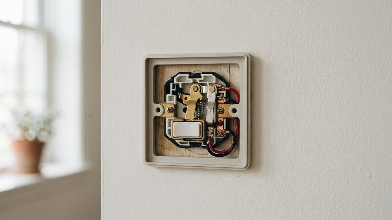 Interrupteur bouton poussoir avec mécanisme interne visible