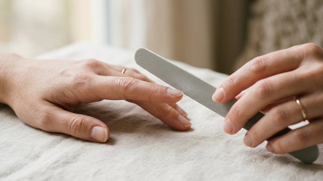 Matification de la surface de l'ongle avec une lime