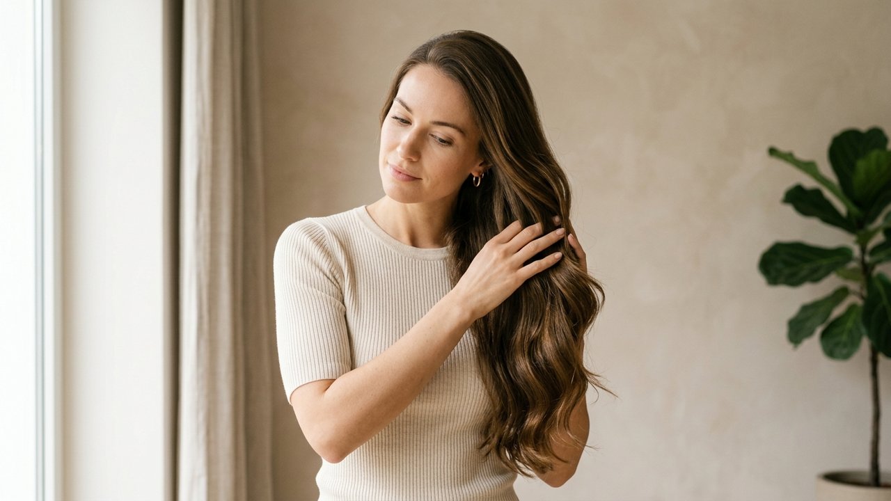Femme avec des cheveux sains et brillants bien entretenus