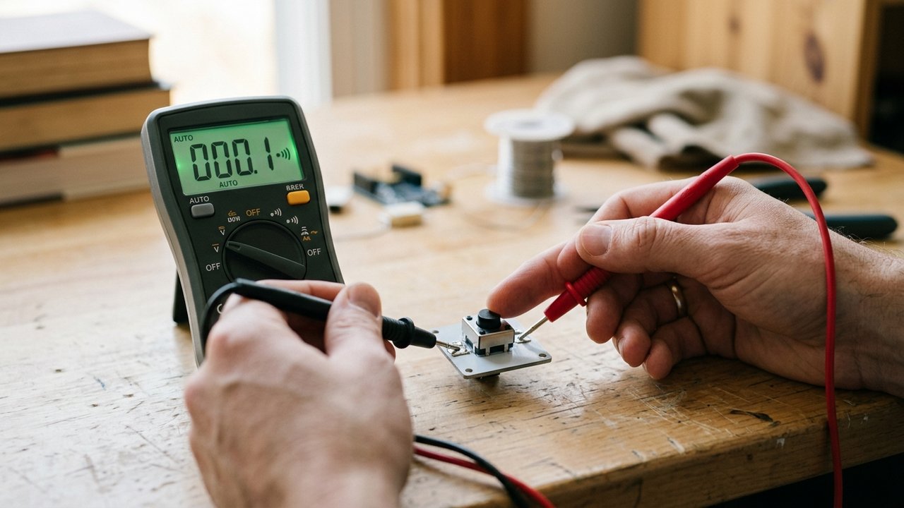 Test de continuité d'un interrupteur bouton poussoir au multimètre