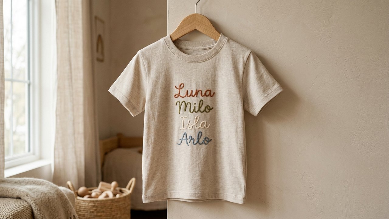 T-shirt personnalisé brodé avec prénoms pour cadeau fête des mères