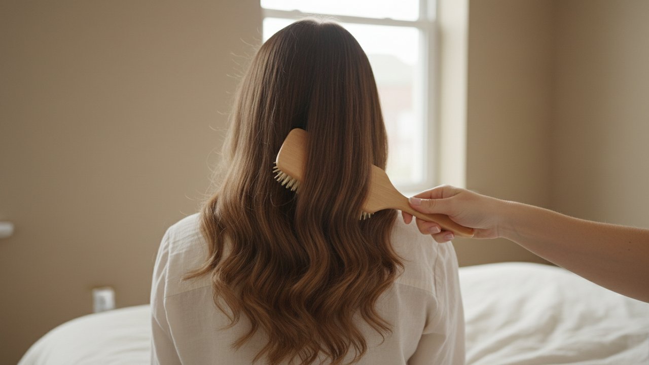 Brossage des cheveux avant le soin anti-pelliculaire
