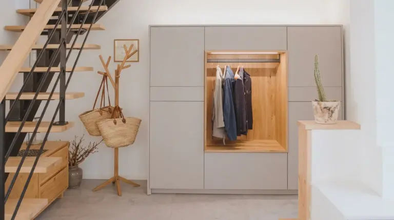 Dressing intégré sous un escalier