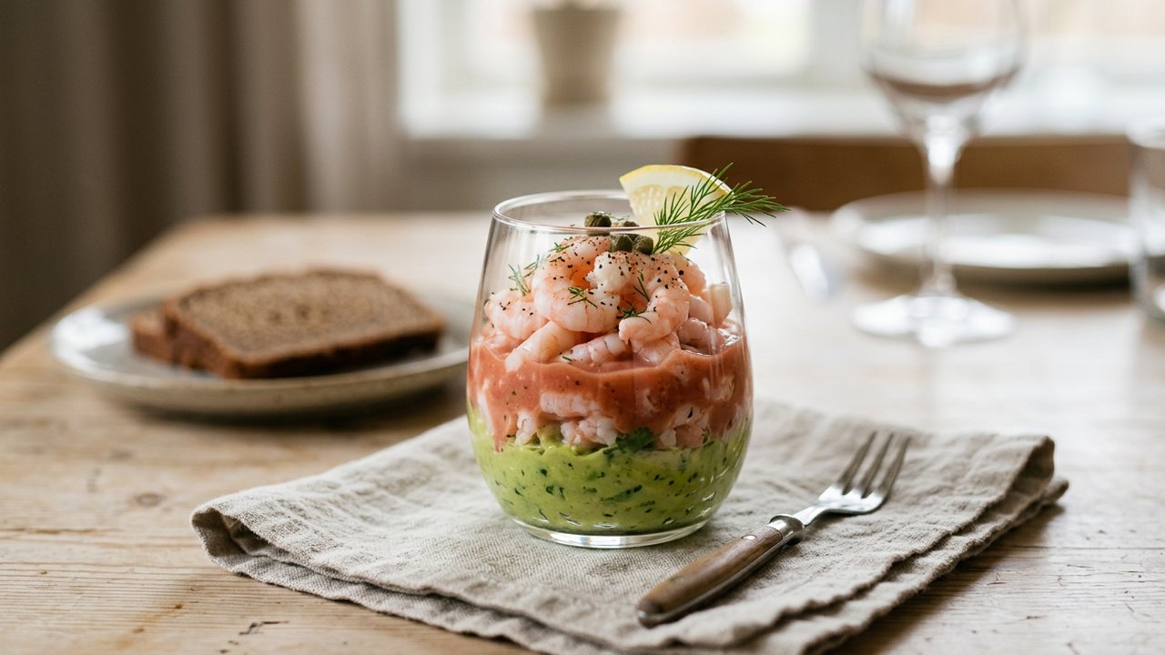 Verrine avocat-crevettes : belle entrée facile en couches colorées