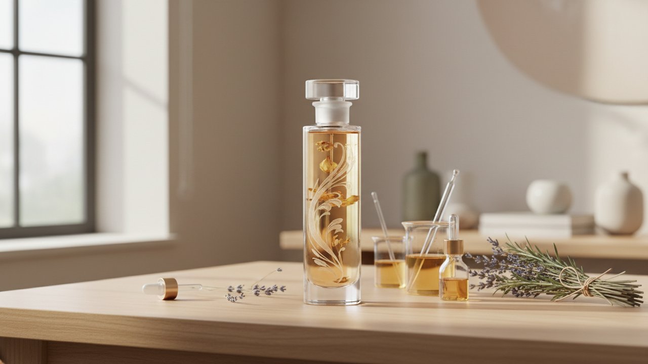 Flacon de parfum personnalisé créé lors d'un atelier sur mesure à Paris